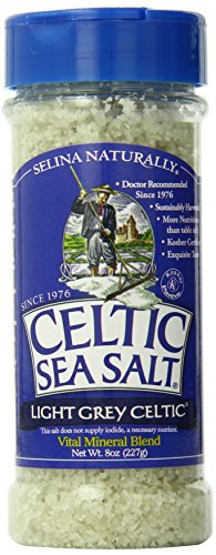 Light Grey Celtic Sea Salt Grinders  Large Refillable, Reusable Glass Grinders with Additive-Free, Delicious Sea Salt - Gluten-Free, Non-GMO Verified, Kosher and Paleo-Friendly, 8 Ounces (Pack of 6)