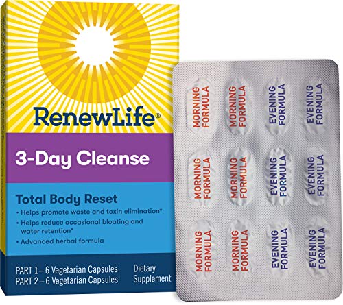 Renew Life Adult Cleanse Total Body Reset, Advanced Herbal Formula - 2-Part, 3-Day Program - Gluten, Dairy & Soy Free - 12 Vegetarian Capsules