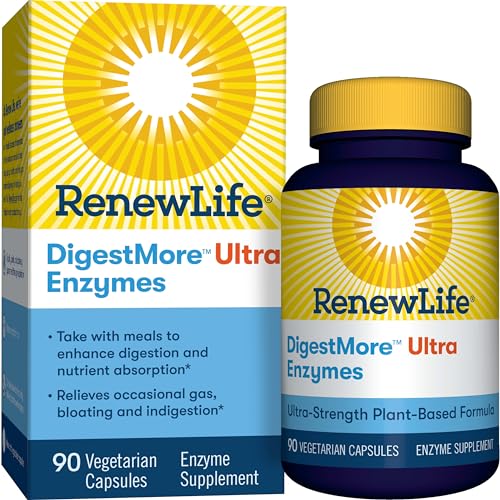 Renew Life Adult DigestMore Ultra Enzymes - Ultra-Strength Plant-Based Digestive Enzyme Formula for Men & Women - 90 Vegetarian Capsules