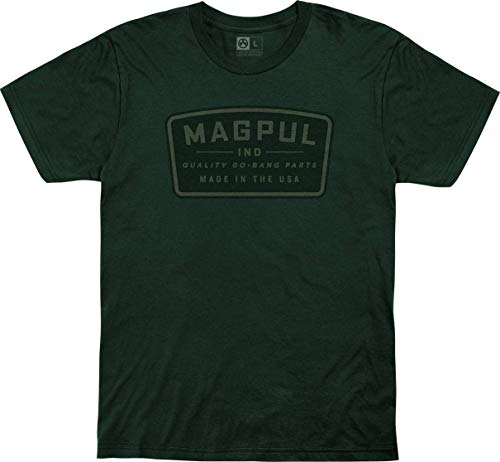 Mapgul Cotton Crew Neck Short Sleeve T-Shirt for Men, Go Bang Parts Forest Green, Medium