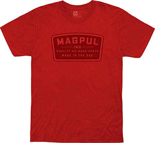Mapgul Cotton Crew Neck Short Sleeve T-Shirt for Men, Go Bang Parts Red, Medium