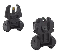 MEPROLIGHT MEPRO FRBS Flip-Up Backup Rear and Front tritium Sights, 4 Dot Rear / 1 Dot Front with Orange Hyper-Bright Color Ring, Green tritium dots for Low Light coditions, Black Body