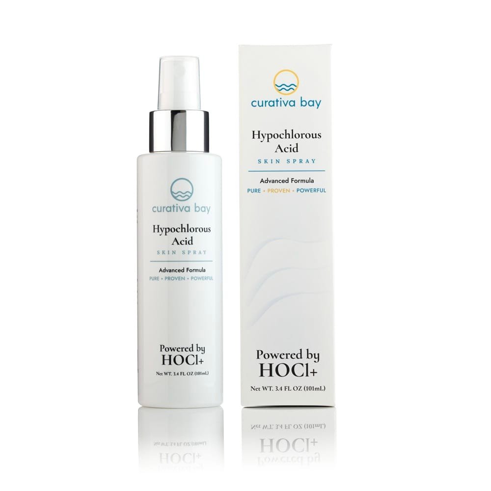 Curativa Bay 0.02% Hypochlorous Skin Spray  4 oz  Organic, Vegan, Hypoallergenic Ingredients  Made in USA