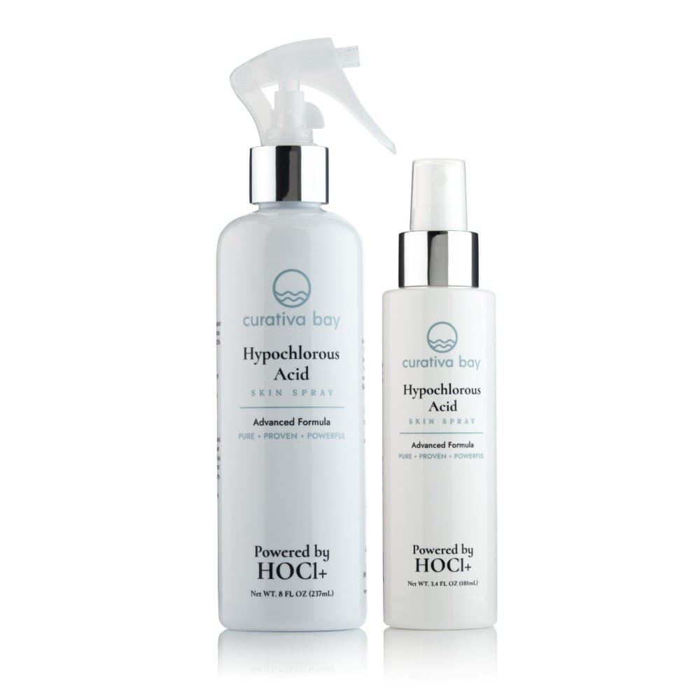 Curativa Bay 0.02% Hypochlorous Skin Spray  4 oz  Organic, Vegan, Hypoallergenic Ingredients  Made in USA bottle