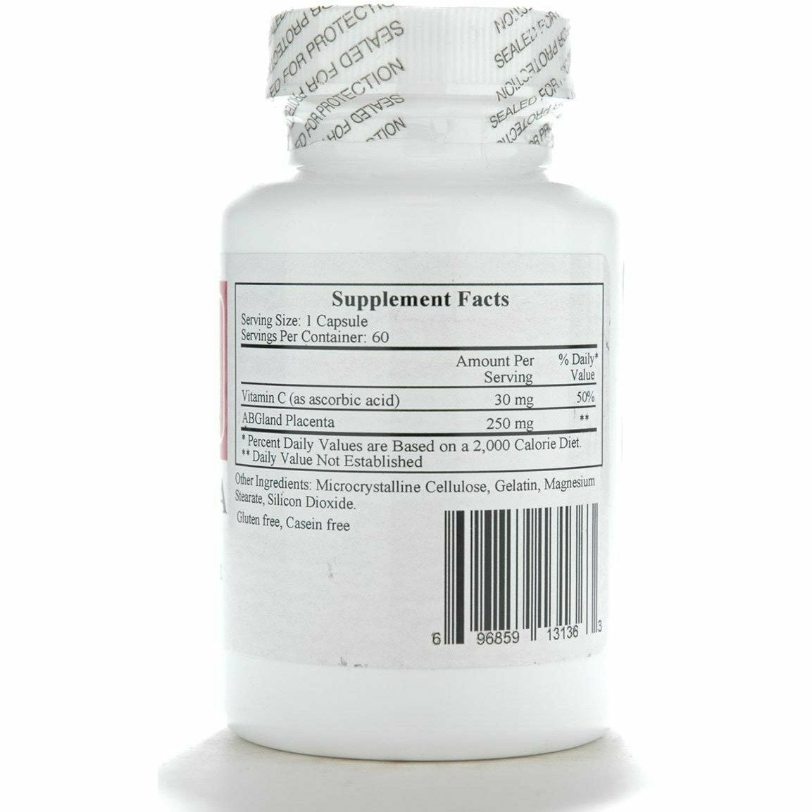 Ecological Formulas Placenta (Lypholized 250mg) - 60 caps bottle