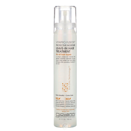 GIOVANNI- Eco Chic VitaPro Fusion Leave-In Hair Treatment- Protective Moisture for All Hair Types (5.1 Ounce)