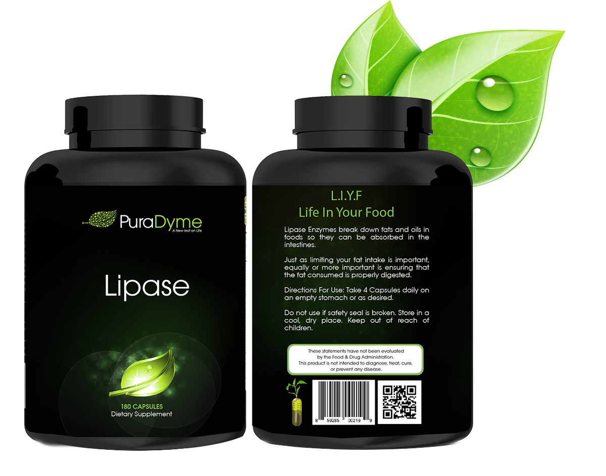 PuraDyme Lipase Enzyme 180 Capsules Digestive Enzyme (1) bottle