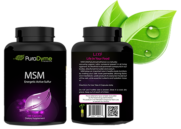PuraDyme MSM with Cofactor Whole Food Blend  180 Vegan Capsules bottle