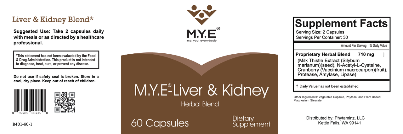 M.Y.E® Liver Kidney - Dual Action Herbal Support for Natural Filtration and Balance