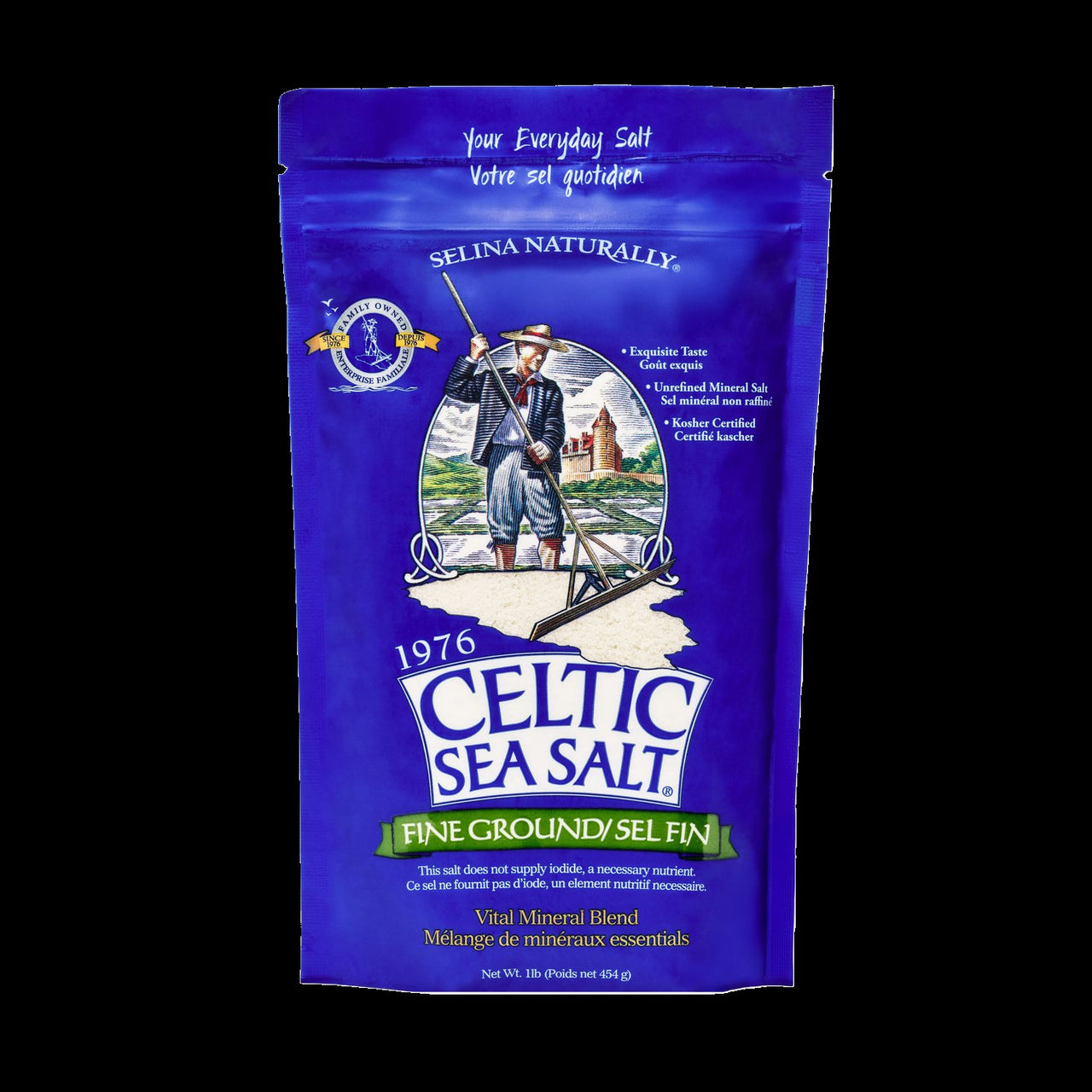 Celtic Sea Salt  Fine Ground, 16 Ounce Resealable Bag