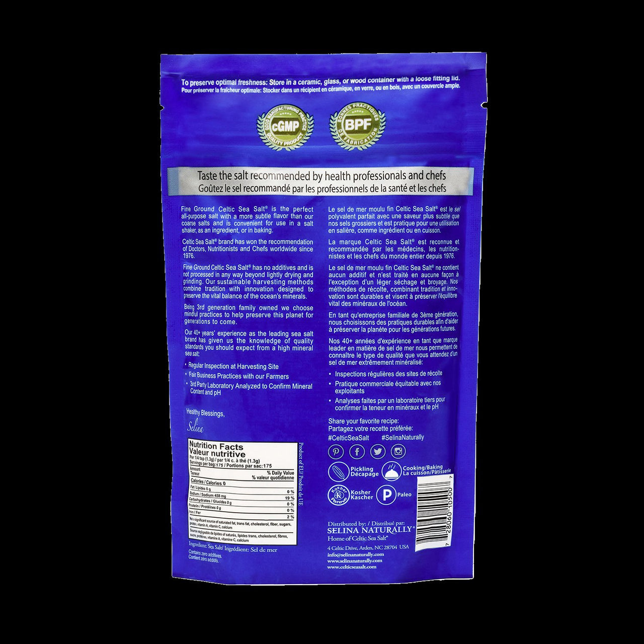 Celtic Sea Salt, Fine Ground, 8 Ounce bottle