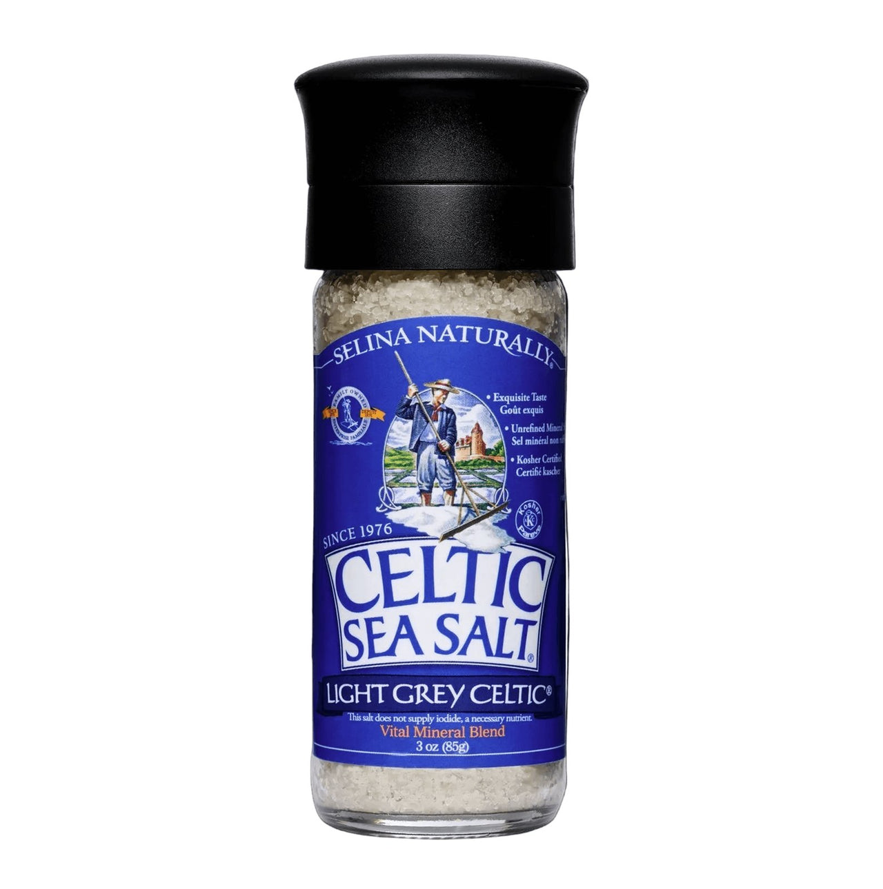 Light Grey Celtic Sea Salt Mini Grinder, 1.8 Ounces