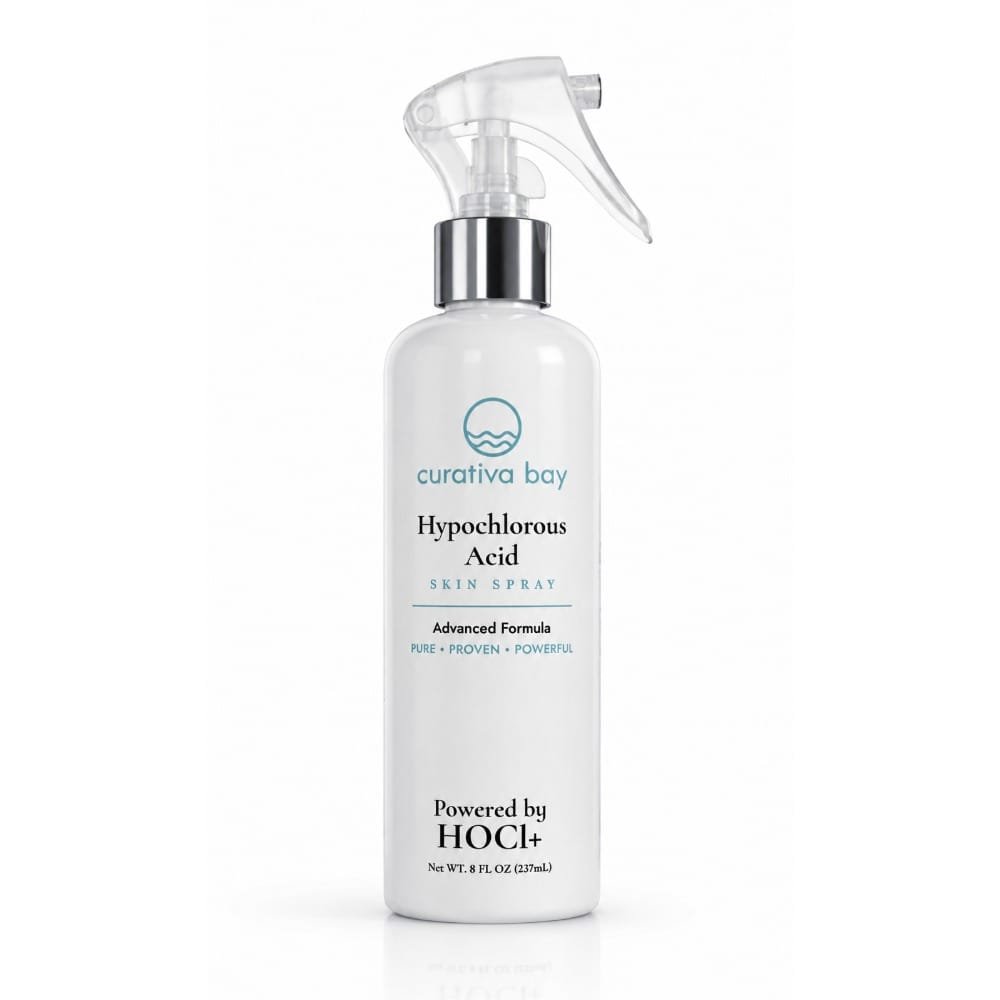 Curativa Bay .02% Hypochlorous Skin Spray, Clear Skin, Most effective For Total Skin Health and the Base for all Skin Care. 100% Organic, Made in USA, Produces Great Results 8 OZ.