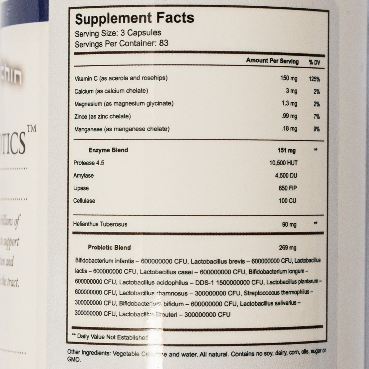 The Doctor Within - Total Florabiotics - Billions of Stabilized Flora - 250 Capsules Supplement Facts