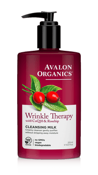 Avalon Organics Cleansing Milk, Wrinkle Therapy with CoQ10 & Rosehip, 8.5 Oz