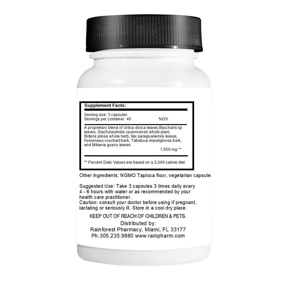 Amazon Sinus Support - 120 Vegetarian Capsules, 500 mg | Natural Sinus Support with Rainforest Botanicals Supplement Facts