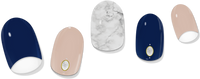 Reverse French Navy & Nude Marble Gel Nail Wrap