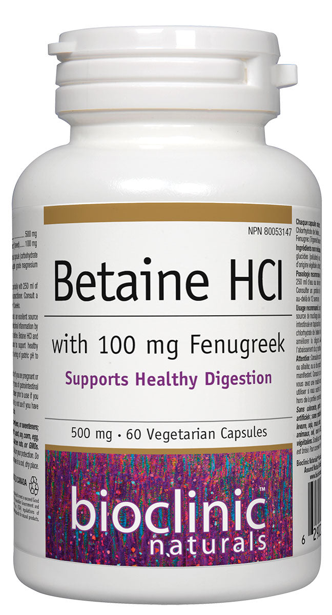 Bioclinic Naturals - Betaine HCL with Fenugreek 60 Veggie Capsules