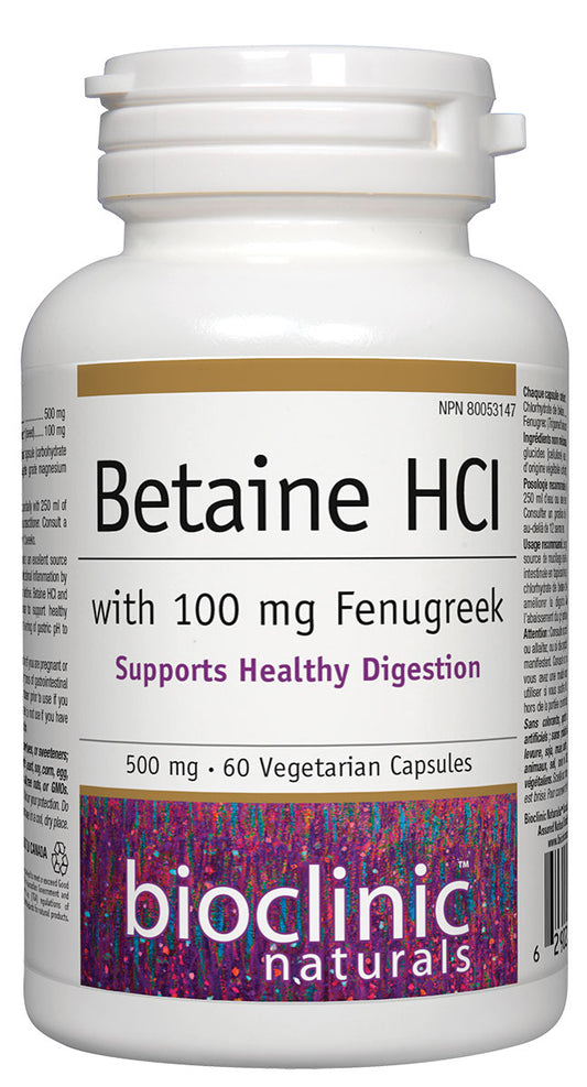 Bioclinic Naturals - Betaine HCL with Fenugreek 60 Veggie Capsules by Bioclinic Naturals