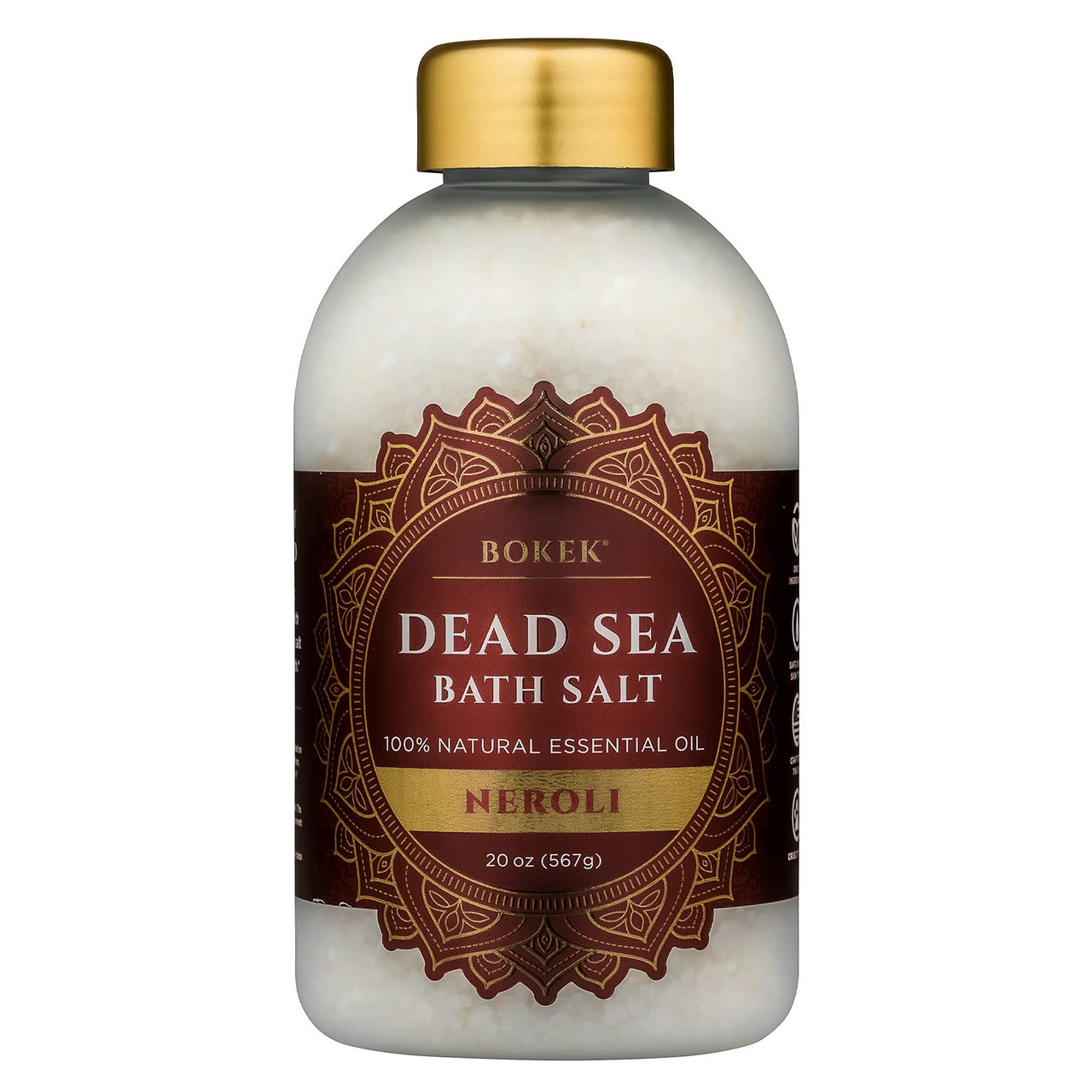 Bokek Bokek Organic Neroli Bath Salt, Dead Sea Salt Scented With Certified Organic Essential Oil, 20 Ounce Jar, White, Neroli, 20 ounces