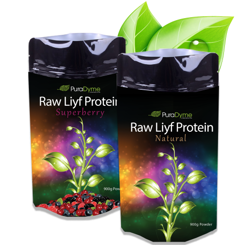 PuraDyme Raw Liyf Protein Natural 900g Powder bottle