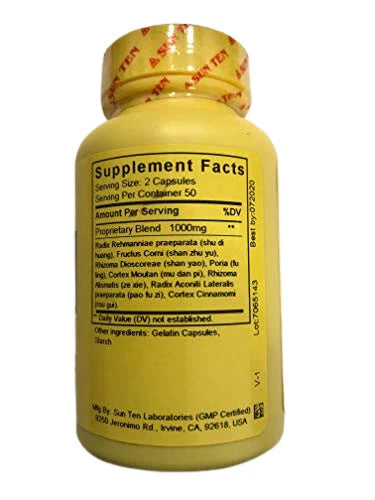Sun Ten - Rehmannia Eight Formula, 722B 100 Capsules, Ba Wei Di Huang Wan