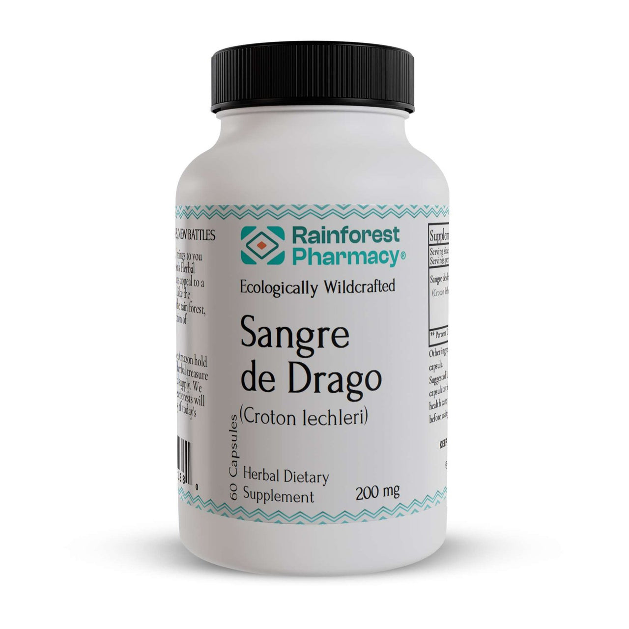 Sangre de Drago 60 Vegetarian Capsules 200 mg - 100% Pure Peruvian Ecologically Wildcrafted Croton Lechleri Dragons Blood for Digestive and Skin Health
