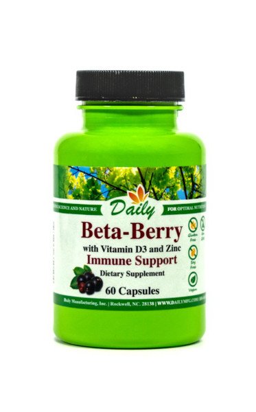 Daily Beta-Berry Beta Glucan, Elderberry Vitamin C, D3 & Zinc Supplement - 90 Servings - Immune Support bottle