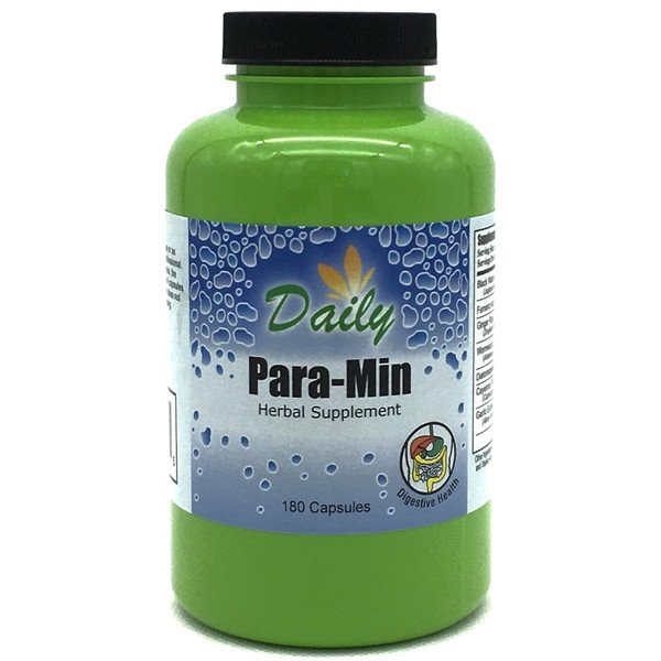 Daily para-Min (Black Walnut Hull, Fumaric Acid, Ginger Root, Wormwood Herb, Diatomaceous Earth, Cayenne Fruit & Garlic Bulb) bottle