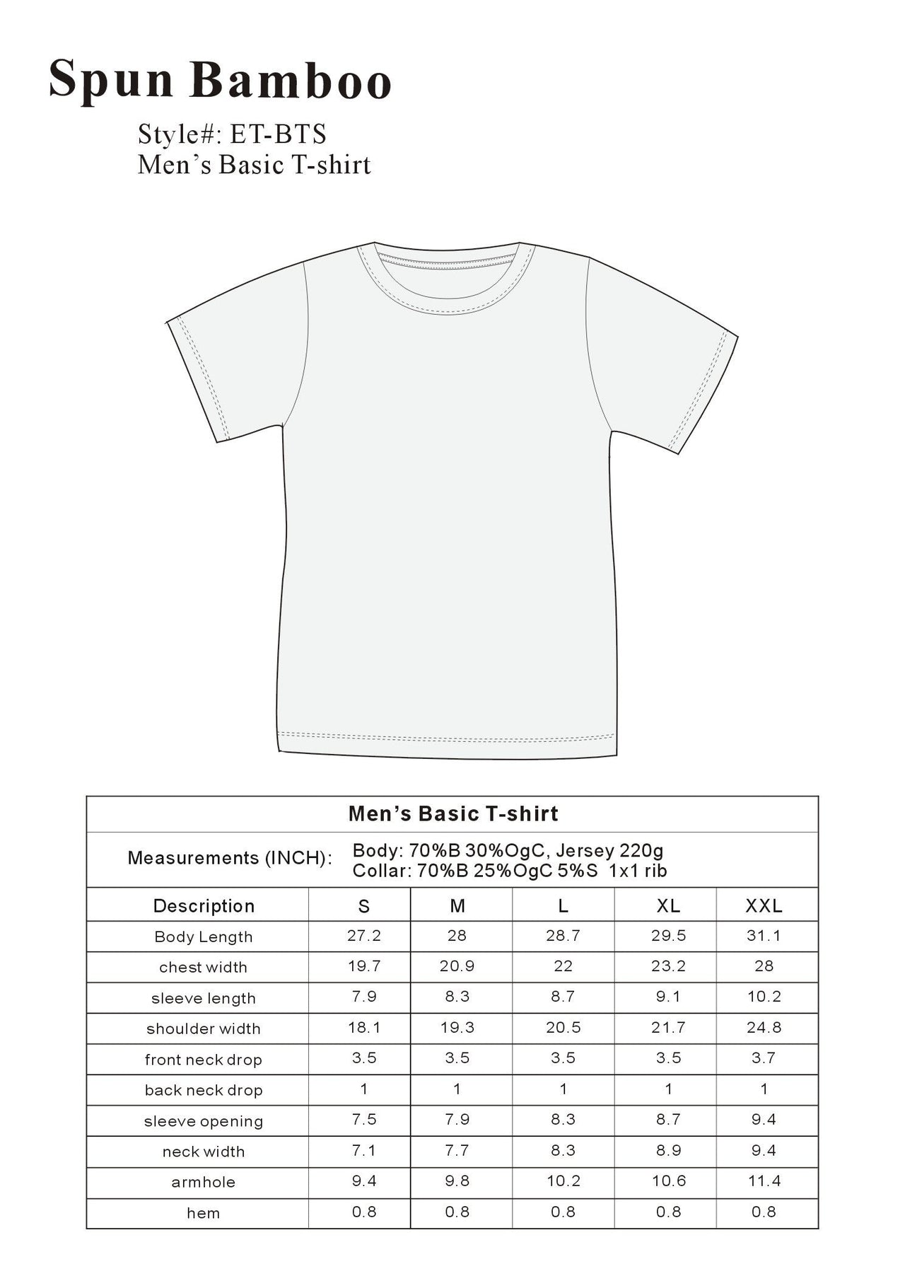 Clearance Men's Bamboo Short Sleeve T-Shirt - Classic Cut
