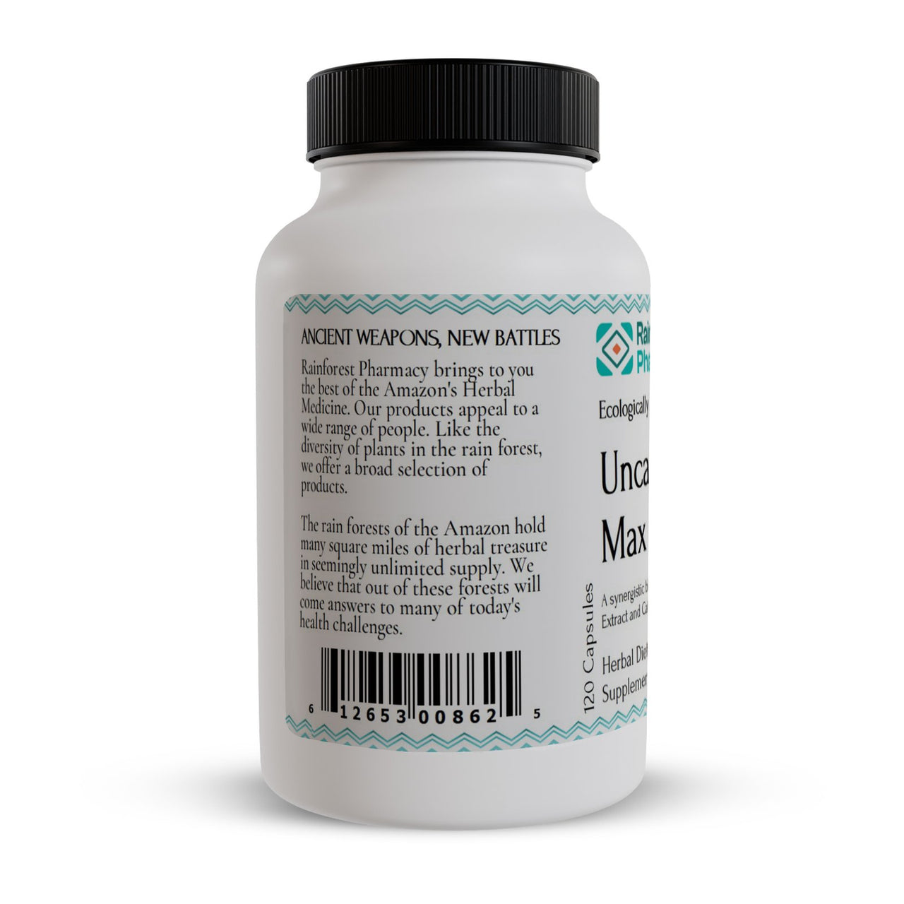 Rainforest Pharmacy Uncarine Max Cats Claw Capsules 500mg, 120 Vegetarian Capsules | Uncaria Tomentosa | Cats Claw Herbal Supplement from The Amazon Rainforest Supplement Facts