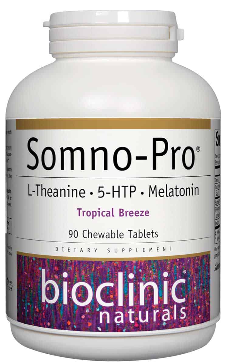 Bioclinic Naturals Somno-Pro L-Theanine - 5-HTP - Melatonin Tropical Breeze 90 Chewable Tablets