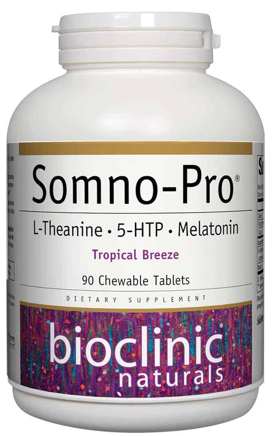 Bioclinic Naturals Somno-Pro L-Theanine - 5-HTP - Melatonin Tropical Breeze 90 Chewable Tablets